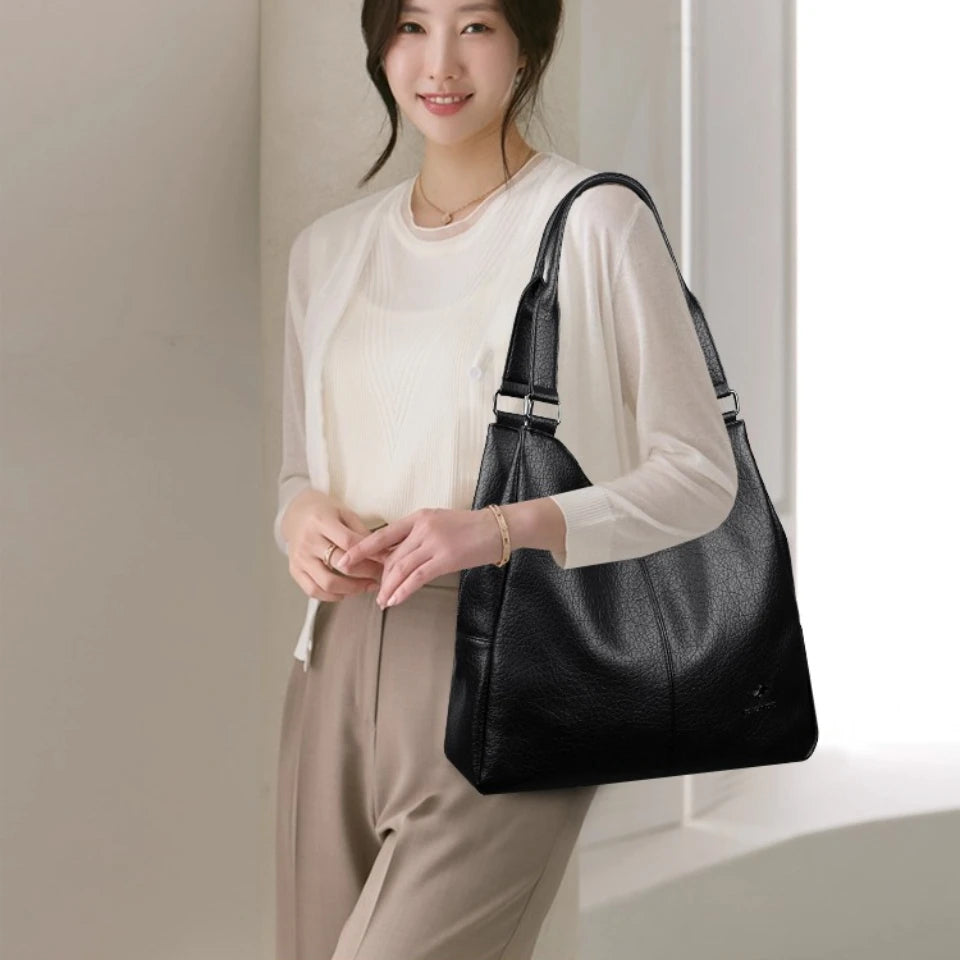 Three Layers Genuine Brand Tote Bag Luxury Handbags for Women Mom Shoulder Hand Bag Designer Top Quality Soft Leather Sac New