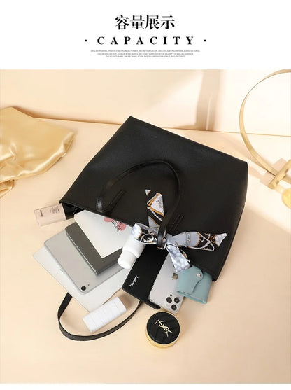 Luxury Handbag Women Bags Designer High Quality Pu Leather Solid Color Shoulder Bags for Women Large Capacity Shopping Tote Bag