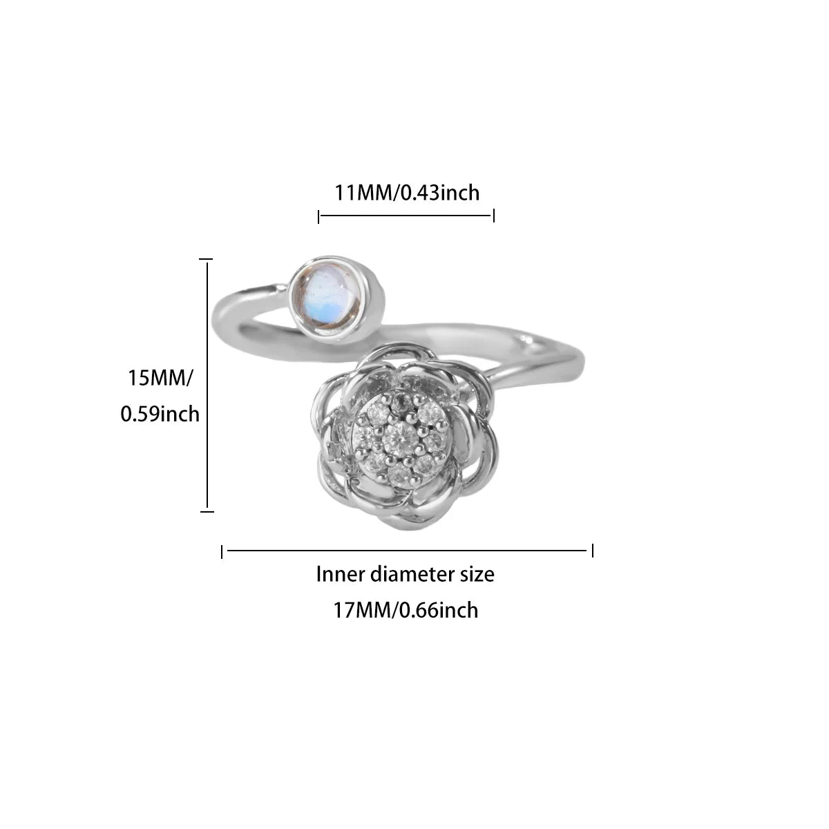Anti Stress Anxiety Fidget Rings for Women Stainless Steel Sunflower Sun Star Spinner Ring Christmas Jewelry Gifts Dropshipping