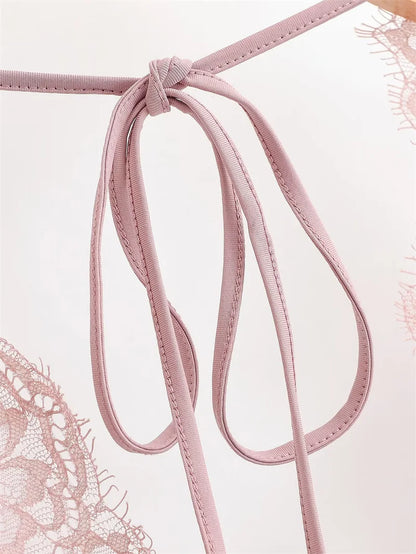 Women's Jumpsuit 2026 Spring New Solid Color Halter Neck Lace Splice Sexy Slim-Fit Romper Personalized Fashion