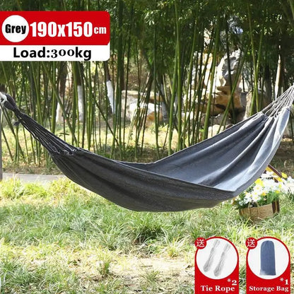 Outdoor Canvas Hammock Portable Single Double Thickened Anti-Rollover Striped Hammock Travel Camping Hanging Swing With Bag
