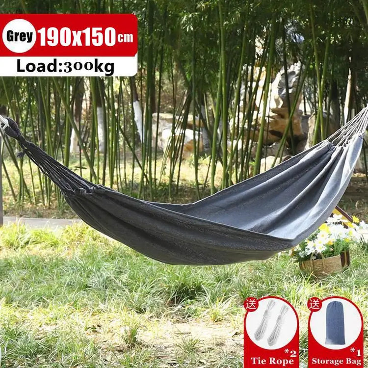 Outdoor Canvas Hammock Portable Single Double Thickened Anti-Rollover Striped Hammock Travel Camping Hanging Swing With Bag