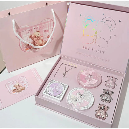 ART VALUE 7PCs Multipurpose Makeup Sets Include 3 Matte Lip Mud,1 Pressed Powder,1 Blush,1 Eyes Palette And Necklace Cosmetics