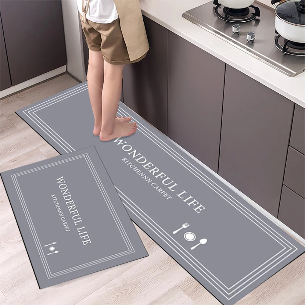 Super Absorbent Kitchen Floor Mat Crystal Velvet Pad Bath Pad Anti-Slip Carpet Kitchen Mats Wipeable Wash Long Strip Carpet