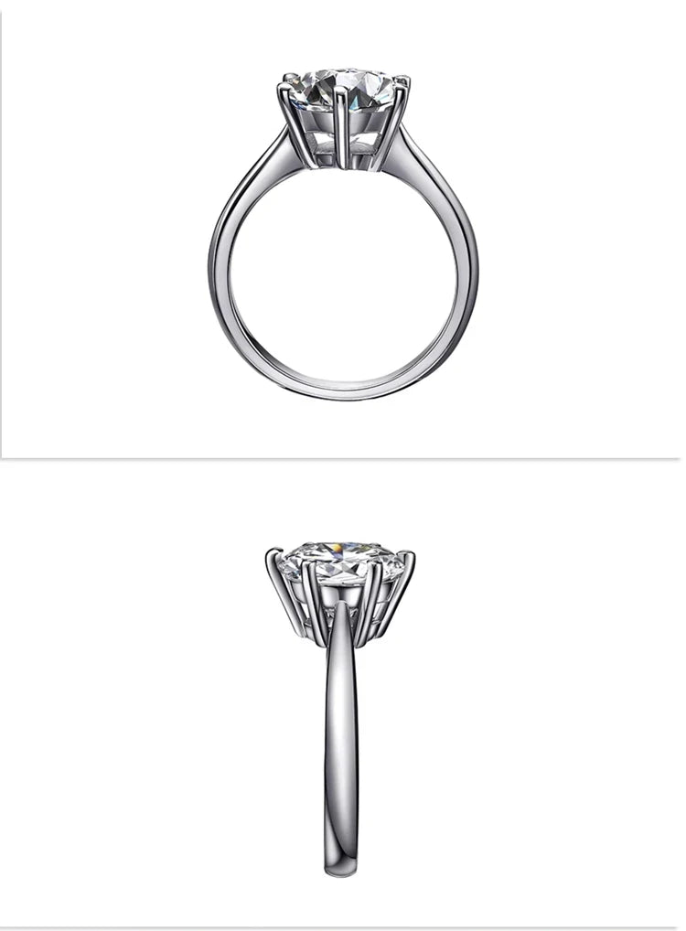 JEWELLWANG 18K Pure Gold Lab Grown Diamond Ring for Women 0.5-3.0ct D VVS Engagement/Wedding/6 Claws Luxury Synthetic Ring(IGI)
