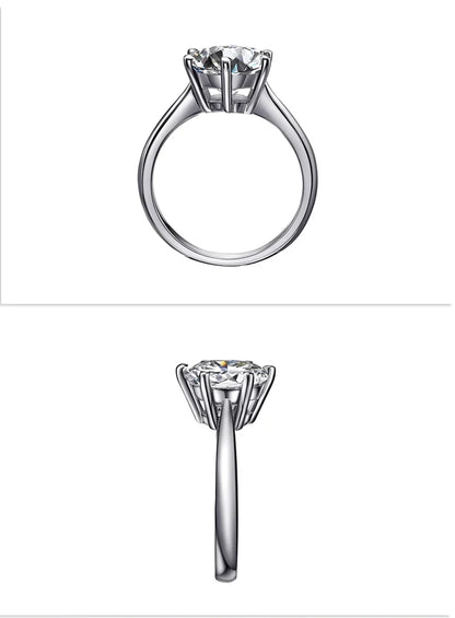 JEWELLWANG 18K Pure Gold Lab Grown Diamond Ring for Women 0.5-3.0ct D VVS Engagement/Wedding/6 Claws Luxury Synthetic Ring(IGI)