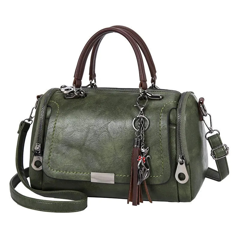Tassel Decor Handbag, Women's Large Capacity Shoulder Bag, Fashion Zipper Crossbody Bag With Removable Strap