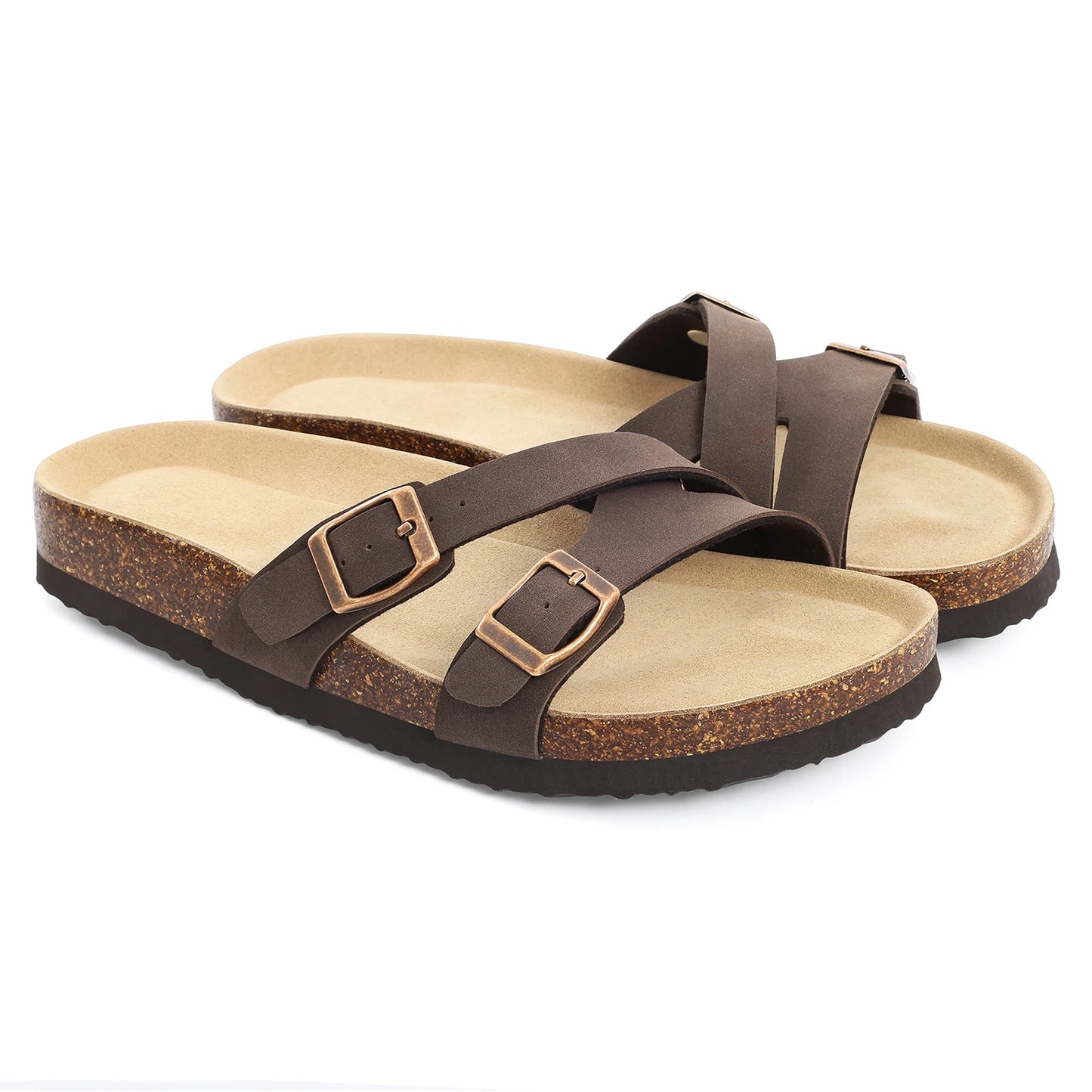 CRACOMIN Cork Insole Women's Slippers Summer Non-slip Slides Flats Slip On Slides Casual Indoor Female Sandals With Arch Support