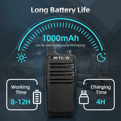 Retevis RT622/RT22 2 pcs Mini Walkie Talkie License Free PMR/FRS Two Way Radio VOX Type-C Portable for Hotel Restaurant Camping
