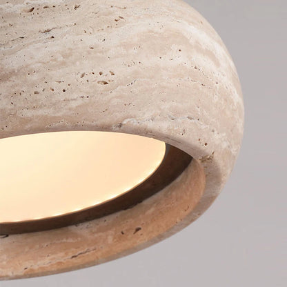 7.8in Modern Pendant Light Adjustable Pendant Lights With Yellow Travertine Lampshade LED 18W 3 Color Dining Room Bedroom