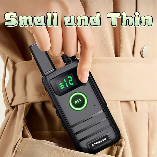 Rechargeable Long Range UHF Walkie Talkie 400-470MHz 16CH Clear Sound Compact Handheld Two Way Radio with Strong Signal Interpho
