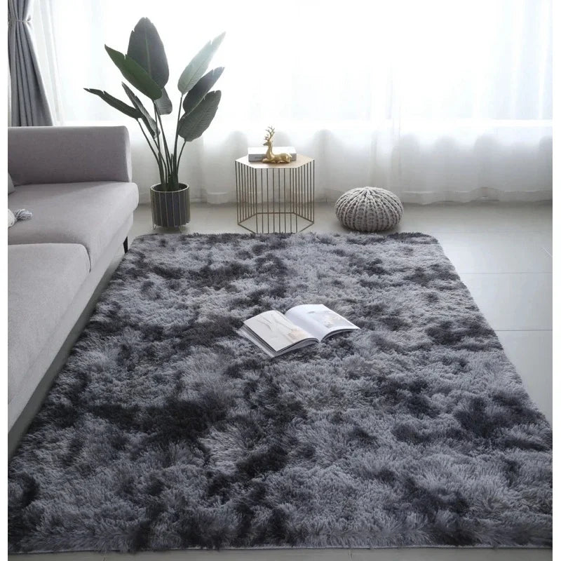 VIKAMA Black Fluffy Shaggy Rug Ultra Soft Plush Non-Slip Washable Carpet for Bedroom, Living Room, Cozy Home Decor