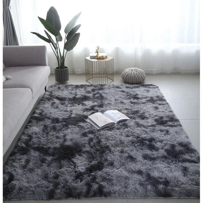 VIKAMA Black Fluffy Shaggy Rug Ultra Soft Plush Non-Slip Washable Carpet for Bedroom, Living Room, Cozy Home Decor