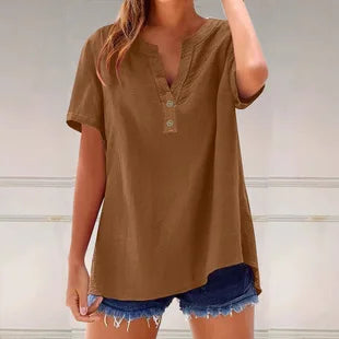 Women Linen Blend Romper Lapel Collar Short Sleeve Button Down Ruffle Hem Pocket Jumpsuit Casual Beach Playsuit