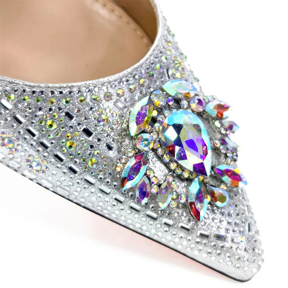 New Fashion Women's Summer Elegant High Heels Women's Sandals Luxury Wedding Italian Women's Party Shoes All Diamond