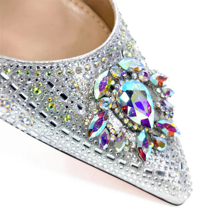 New Fashion Women's Summer Elegant High Heels Women's Sandals Luxury Wedding Italian Women's Party Shoes All Diamond