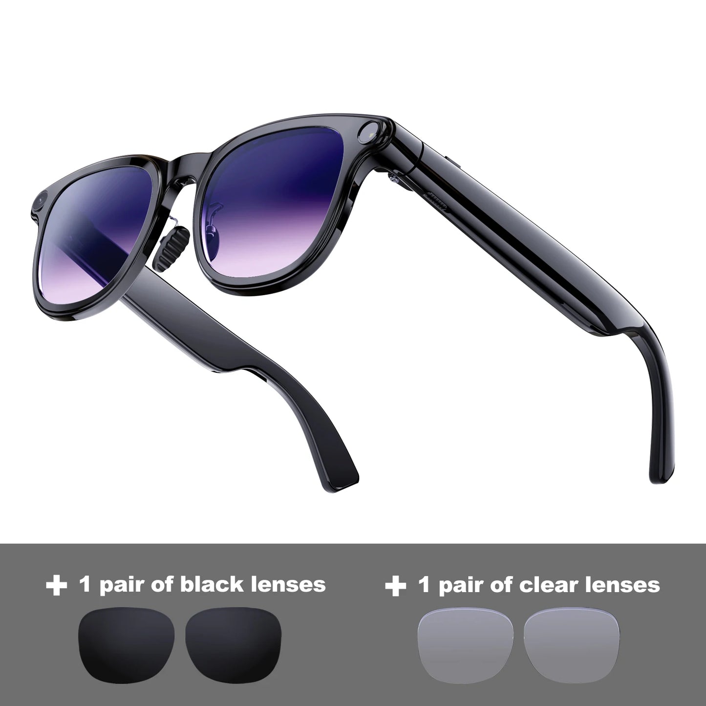 AI Smart Glasses 800W HD Camera Photo Video Record Voice Assistant Real-time Translation Waterproof Chat GPT Music Smart Glasses
