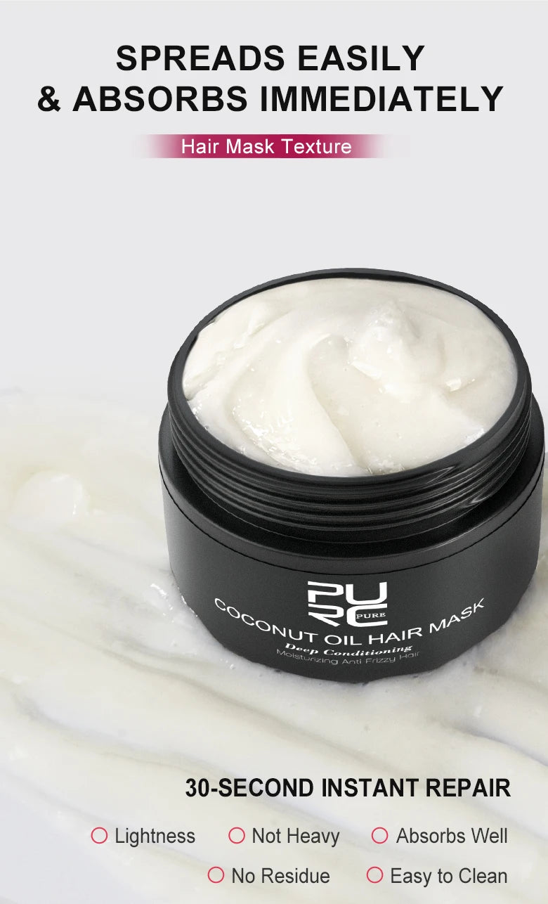 PURC Argan Oil + Coconut Oil Hair Mask Nourishing Smoothing Repair Damaged Hair Shine Soft Hair Treatment Hair Care