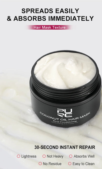 PURC Argan Oil + Coconut Oil Hair Mask Nourishing Smoothing Repair Damaged Hair Shine Soft Hair Treatment Hair Care