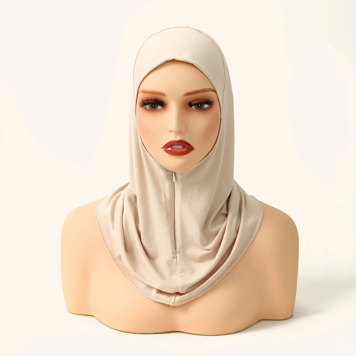 Modal instant Hijabs Cap Muslim With Zipper Soft Inner Cap Fashion With Neck Collar Headscarf Hat Women Islam Ramadan Turban Cap