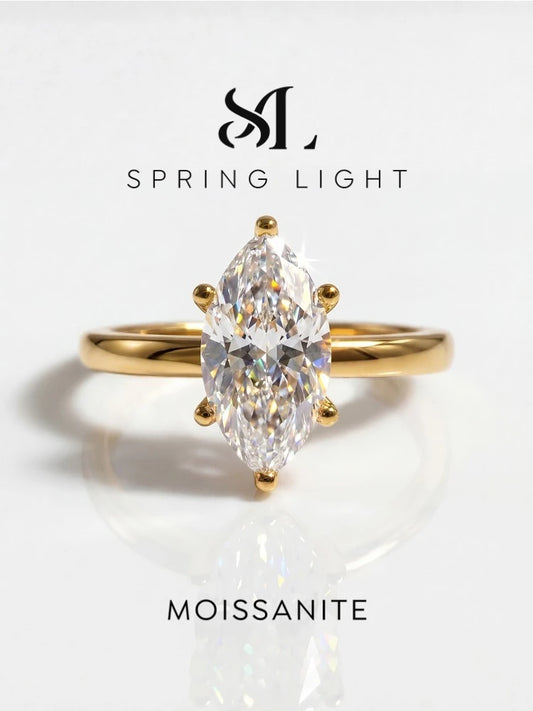 Luxury Fashion 1CT Real Marquise Moissanite Diamond Wedding Engagement Rings for Women 925 Sterling Silver Fine Jewelry