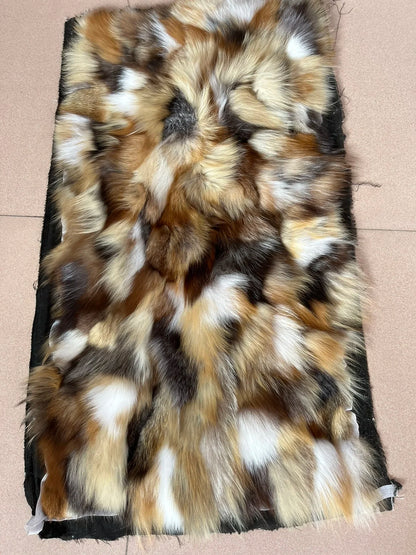 Natural fox fur plates real fur blanket parka lining DIY material