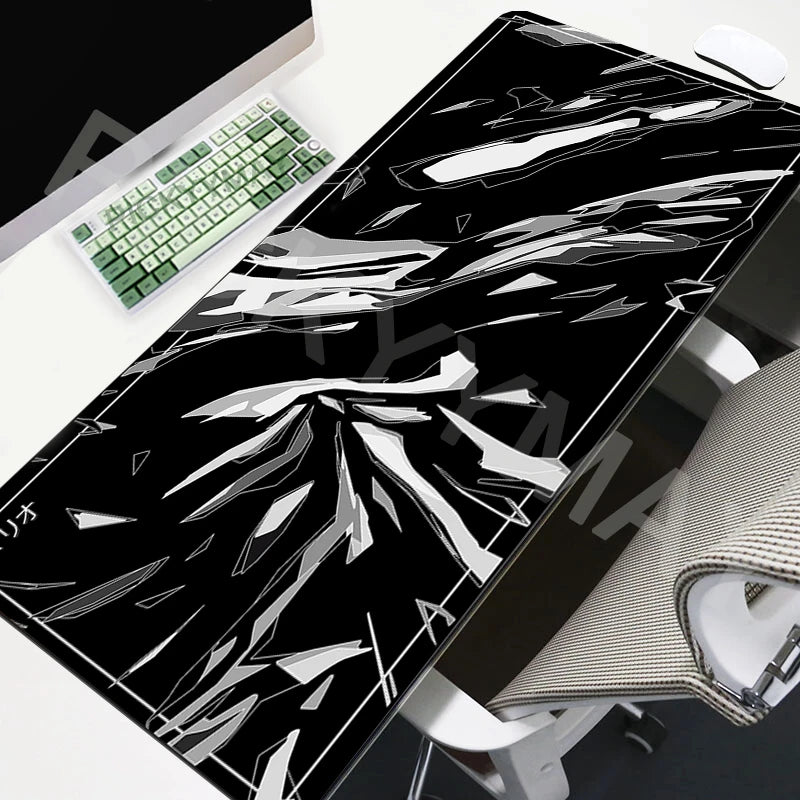 Large Mouse Mat Black And White Mousepad Gaming Mousepads 39.3x19.6in Rubber Keyboard Mats Abstract Desk Pad Office Mouse Pads