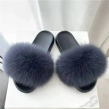 Women's Fluffy  Slides Fashion Plush fluffy Flat Sandals Casual Indoor Outdoor Beach Casual Slippers