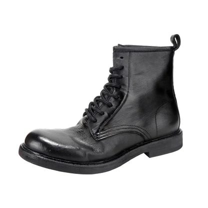 Goodyear-Welding High Heavy Water Washed Horse Leather Retro Worn High Top Men's Shoes Work Clothes Motorcycle Boots