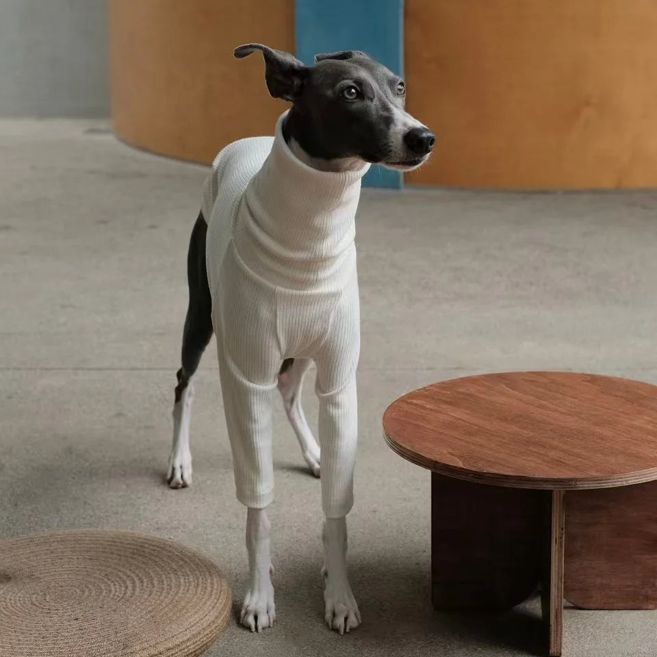 Spring Clothing for Italy Greyhound  Autumn Soft High-Neck Cotton Grey T-shirt for Whippet Winter Long Sleeved Pajamas for Dogs