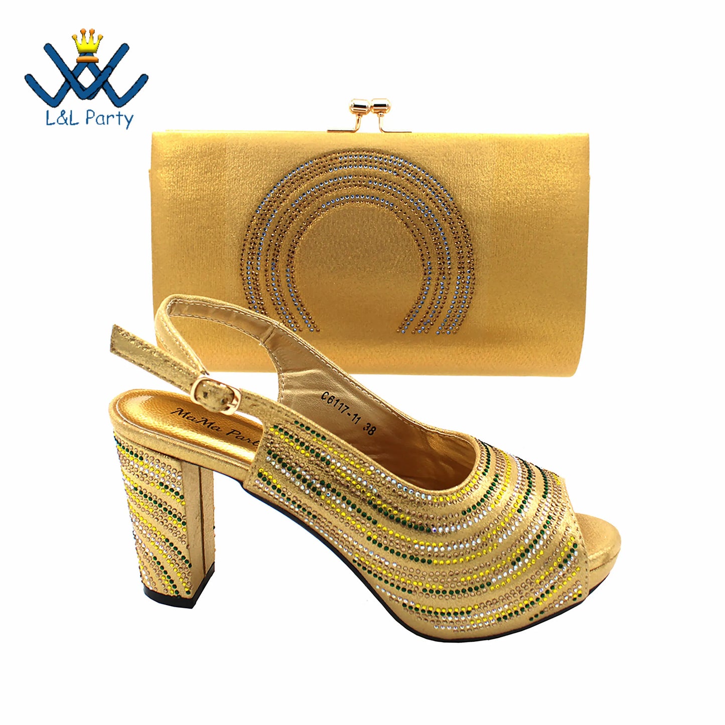 2023 Classics Peep Toe Lemon Green Color Hot Sale Sandals High Quality Women Shoes and Bag Set with Platform for Brithday Party