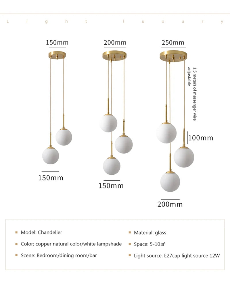 Glass Ball Led Pendant Lamp Modern Fixtures Chandelier Lights for Dining Room Indoor Hotel Lobby Home Decor Stairs Hanging Lamp