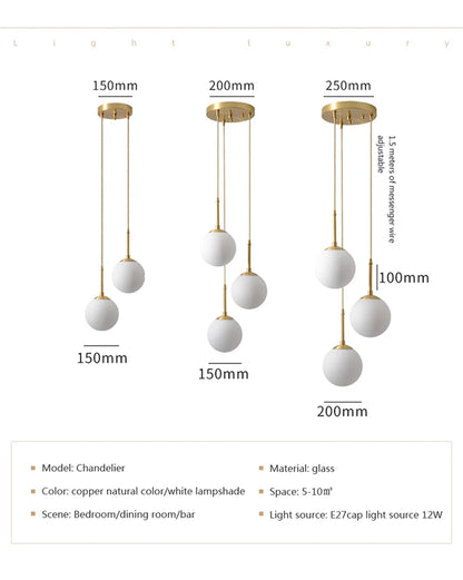 Glass Ball Led Pendant Lamp Modern Fixtures Chandelier Lights for Dining Room Indoor Hotel Lobby Home Decor Stairs Hanging Lamp
