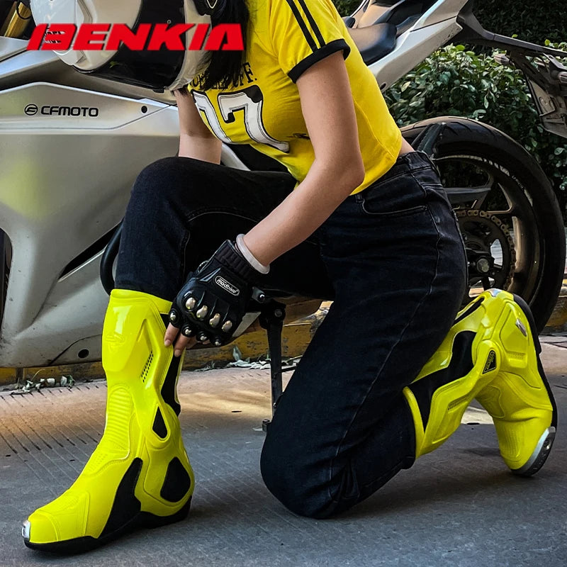 BENKIA CE Certification Motorcycle Botas Professional Track Riding Boots Racing Summer Zapato AntiCollision Off-Road for Rally