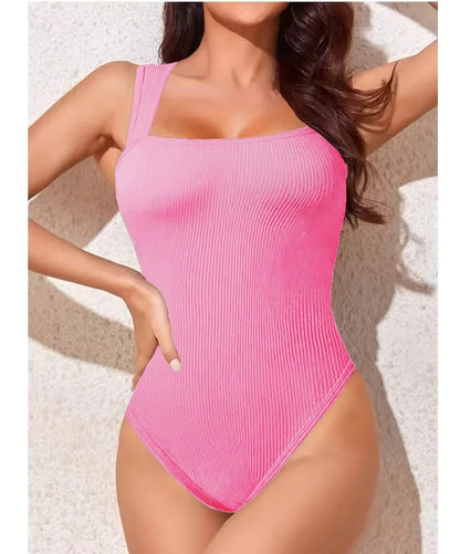 Women Sleeveless Knit Bodysuit Summer Sexy Bodycon Off Shoulder Jumpsuits Casual Bodice Stretchy Street Style Short Jumpsuits