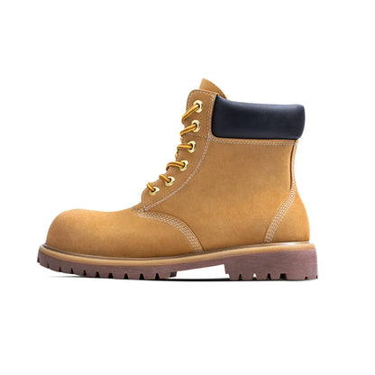 Mr.A Classic Couple Style High-Top Wear-Resistant Yellow Boots Outdoor Hiking Leather Comfortable Retro Warm Boots Autumn Winter Men's Waterproof Boots