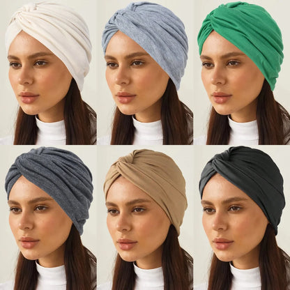 2026 New Soft Strech Ramadan Muslim Hijab Caps Fashion Headwear Women's Headscarf Solid Color Hair Care Turban Bonnet