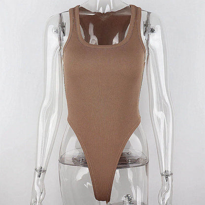 Sleeveless Knit Bodysuit 2024 Hot Summer Sexy Bodycon Off Shoulder Halter Tops Casual Street Bodice For Women ClubWear