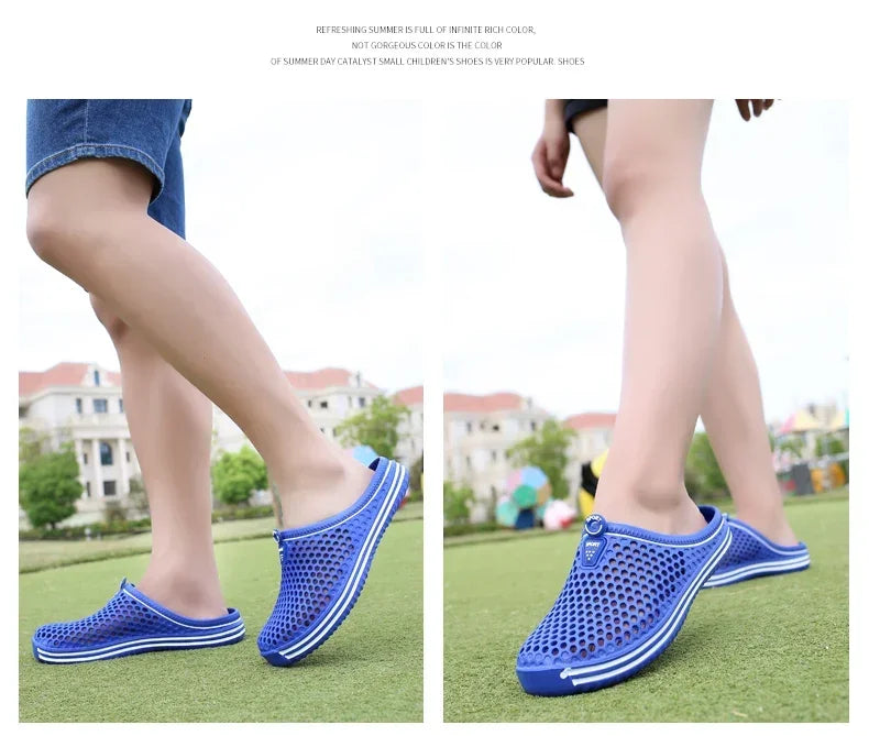 Men Shoes 2024 Beach Slippers Unisex Hollow Out Casual Women Beach Sandal Flip Flops Shoes Non-slip Size 36-45 Mens Slippers