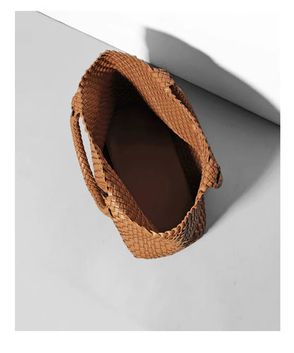Large-Capacity Designer Knitting Fashion PU Leather Women's Shoulder Bag Handbags for Beach Travel Single-Shoulder Ladies Bag