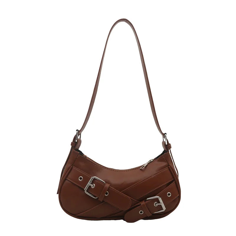 Y2K VintagePULeather WomenShoulderBag Small Crossbody Bag for Women Fashion Ladies Underarm Bag Clutch Purse Female Handbag