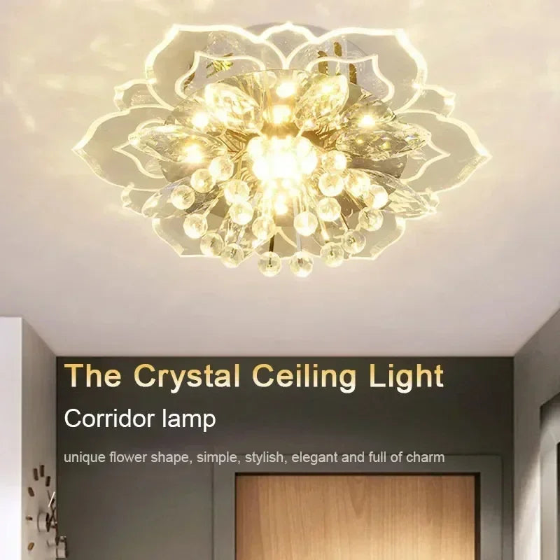 LED Lotus Glass Corridor Ceiling Lights porch Hallway Plastic Leaves Ceiling Lamps Living Room Balcony Ceiling fixtures