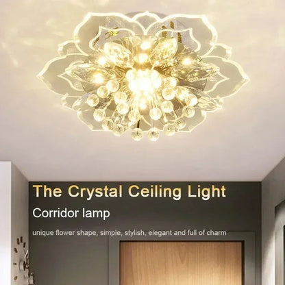 LED Lotus Glass Corridor Ceiling Lights porch Hallway Plastic Leaves Ceiling Lamps Living Room Balcony Ceiling fixtures