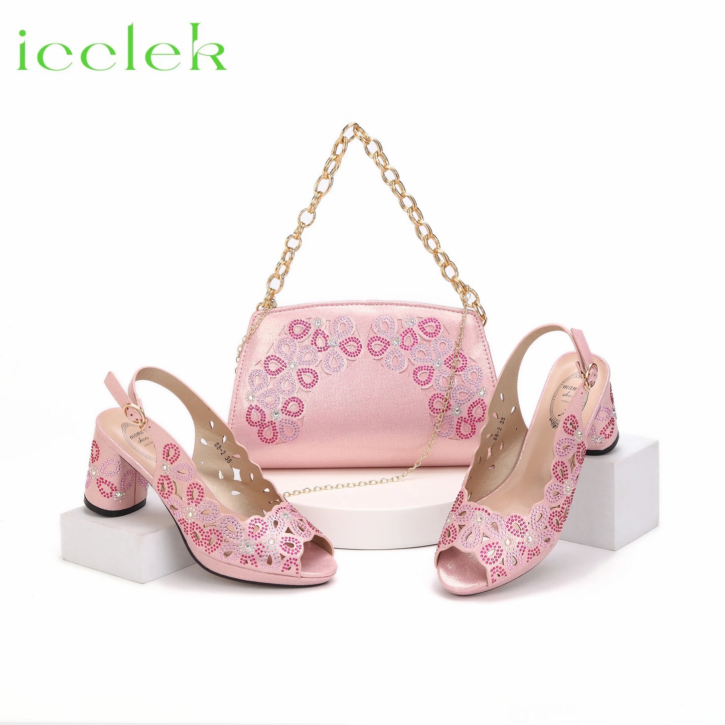 New Fashionable Coffee Color Peep Toe Ladies Shoes Matching Bag Set For Nigerian Women Wedding Party Pump