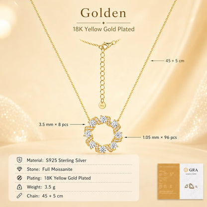 Moissanite Twist Circle Pendant Necklace S925 Sterling Silver Mobius Round Collarbone Chain Fine Jewelry Gift GRA Certified