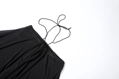 Weird Puss Halter Loose Dress Women Y2K Summer Sleeveless Backless Tiered Lrregular Hem Beach Vacation Sexy Trend Party Bodycon