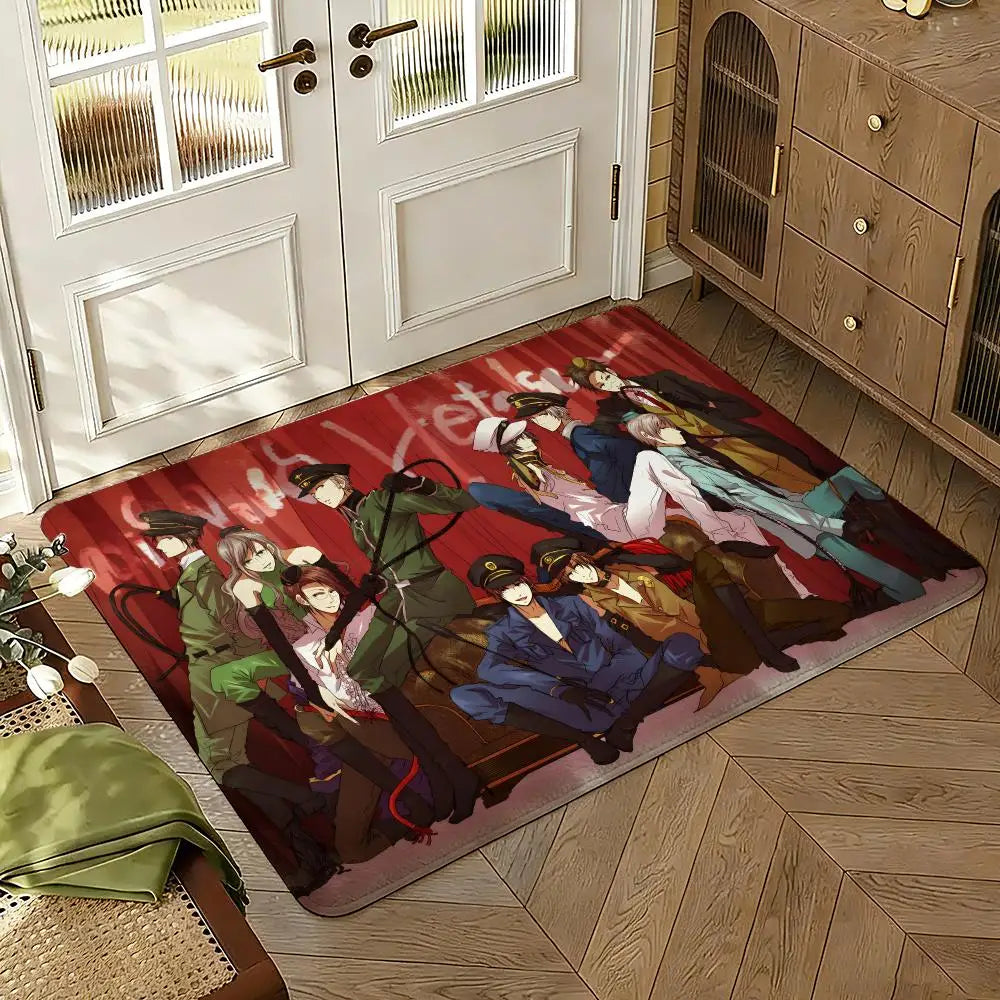 Cartoon Hetalia Axis Floor Mat Soft Thickened Absorbent Non-Slip Bedroom Living Room Door Mat Home Decor Flannel Rugs