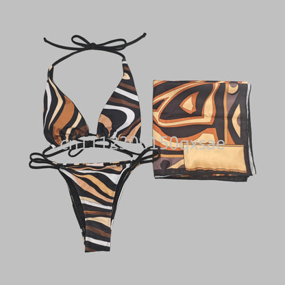 Classic Design Women's Headband Swimsuits with Letter Signature Logo Designer Brand Lady Sexy Scarf Swimsuits Beachwear