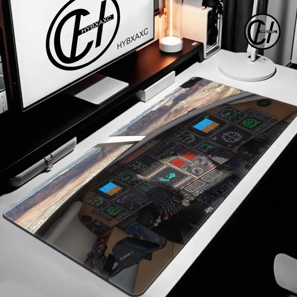 Plane Instrument Panel Mousepad HD Airplane Speedometer Mouse Pads XXL Non-slip Rubber Desk Mat Pc Gamer Deskmat Cockpit Playmat