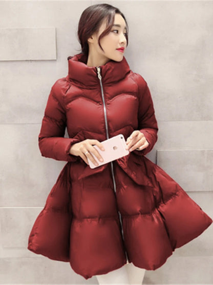 2026 New Fashion Winter Coats Women Warm Outerwea Cotton Padded Jackets Womens Clothing Belt Zipper Parkas Femme A-word Jacket